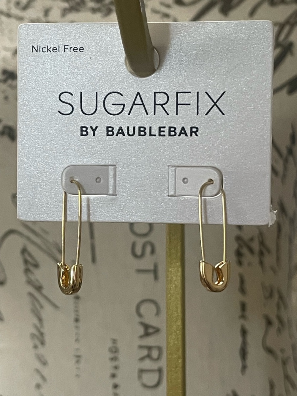 SUGARFIX by BaubleBar Gold Safety Pin Threader Earrings